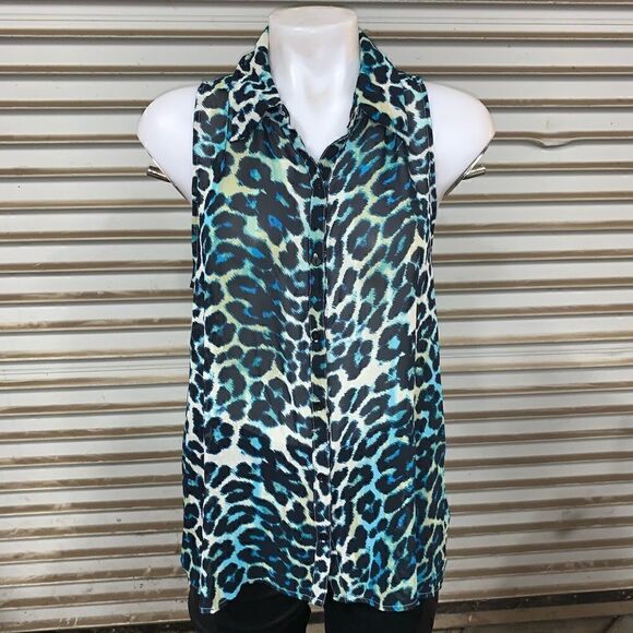 Decree sheer animal print sleeveless top - Picture 1 of 6